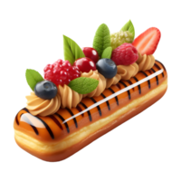 French eclair pastry isolated on transparent background png