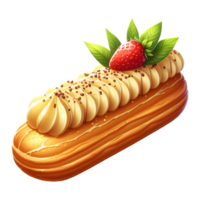 French eclair pastry isolated on transparent background png
