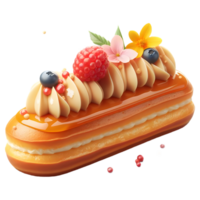 French eclair pastry isolated on transparent background png