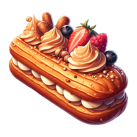 French eclair pastry isolated on transparent background png