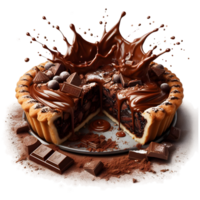 Chocolat tarte avec Chocolat ou cacao éclaboussure sur transparent Contexte png