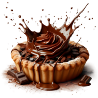 Chocolate pie with Chocolate or Cocoa Splash on transparent background png