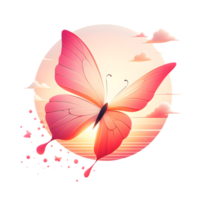 Pink Butterfly flying on sunset hues Clipart png