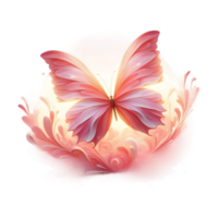 rose papillon en volant sur le coucher du soleil teintes clipart png