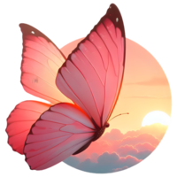 Pink Butterfly flying on sunset hues Clipart png