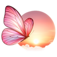 Pink Butterfly flying on sunset hues Clipart png