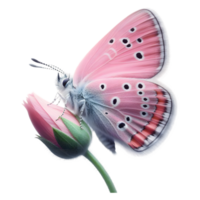 Pink Butterfly perched on a flower bud Sublimation Clipart png