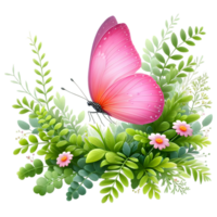 coquette rose papillon dans en plein vol sublimation clipart png