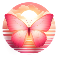 rosa farfalla volante su tramonto tonalità clipart png