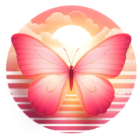 rose papillon en volant sur le coucher du soleil teintes clipart png