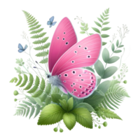 Coquette Pink Butterfly in mid-flight Sublimation Clipart png