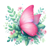 Coquette Pink Butterfly in mid-flight Sublimation Clipart png