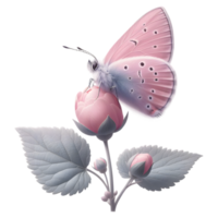 Pink Butterfly perched on a flower bud Sublimation Clipart png