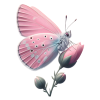 Pink Butterfly perched on a flower bud Sublimation Clipart png