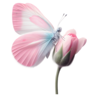 Pink Butterfly perched on a flower bud Sublimation Clipart png