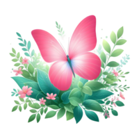 Coquette Pink Butterfly in mid-flight Sublimation Clipart png