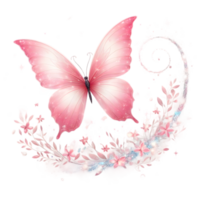 Coquette Pink Butterfly in mid-flight Sublimation Clipart png