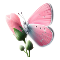 Pink Butterfly perched on a flower bud Sublimation Clipart png