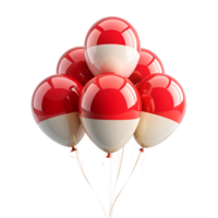 Red with White baloon 3d render, Independent Day, Celebration png