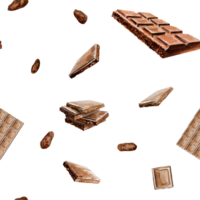 sin costura modelo con acuarela ilustración de chocolate, cacao ingredientes.chocolate piezas, mano dibujado. png