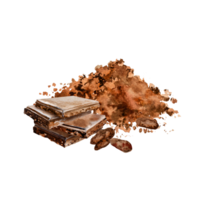 Watercolor illustration chocolate, cocoa ingredients. Chocolate pieces, hand drawing. png