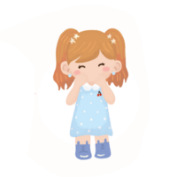 little girl cartoon character happyness. Chibi kawaii hand drawing style. illustration of adorable cartoon mascot. png