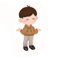 weinig jongen tekenfilm karakter stijlvol. chibi kawaii hand- tekening stijl. illustratie van aanbiddelijk tekenfilm mascotte. png