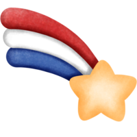 4e van juli het schieten ster clip art, hand- getrokken waterverf patriottisch element illustratie. png