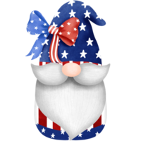 patriotique gnome clipart, main tiré aquarelle 4e de juillet illustration, indépendance journée décoration. png