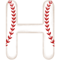 Watercolor baseball alphabet letter h clipart illustration. png