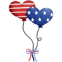 4th of july balloons clipart, Hand drawn watercolor patriotic elements illustration. png