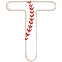 Watercolor baseball alphabet letter t clipart illustration. png