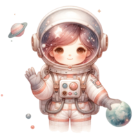 adorable Watercolor Astronaut Clipart Perfect for crafting whimsical nursery decor, birthday invitations, or your very own space-themed projects png