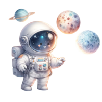 adorable Watercolor Astronaut Clipart Perfect for crafting whimsical nursery decor, birthday invitations, or your very own space-themed projects png