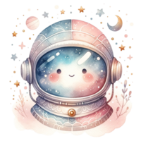 adorable Watercolor Astronaut Clipart Perfect for crafting whimsical nursery decor, birthday invitations, or your very own space-themed projects png