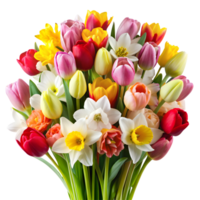 Spring Bulbs Including Tulips and Daffodils Isolated on a Transparent Background png