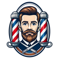 Classic Barber Shop Logo with Vintage Style on Transparent Background png