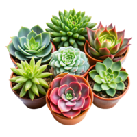 Collection of Succulents in Various Sizes Isolated on Transparent Background png