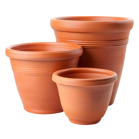 Classic Terracotta Planters Set on Transparent Background png