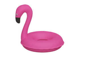 Pink pool inflatable toy in the shape of flamingo bird 3d rendered icon isolated png