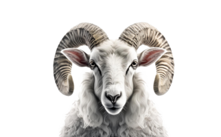 bighorn sheep head. 3D rendering. transparent background png