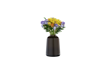 a vase with flowers on a transparent background png