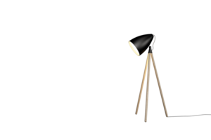 a black lamp with wooden legs png