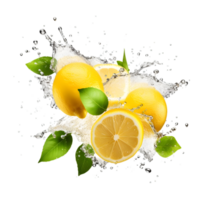 lemon slice with water splash on transparent background png