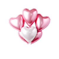 rose et blanc cœur en forme de des ballons sur transparent Contexte png