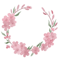 Watercolor flower wreath with wildflowers for decorative. png