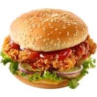 Chopped cheese - Chicken Burger Isolated on Transparent Background png