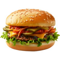 Chopped cheese - Kimchi Burger Isolated on Transparent Background png