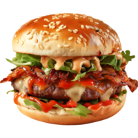 Chopped cheese - Kimchi Burger Isolated on Transparent Background png