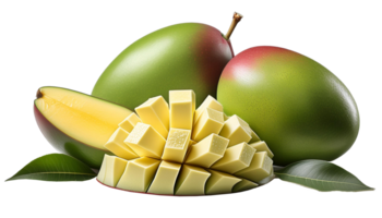 sweet fresh green mango fruit on a transparent background png